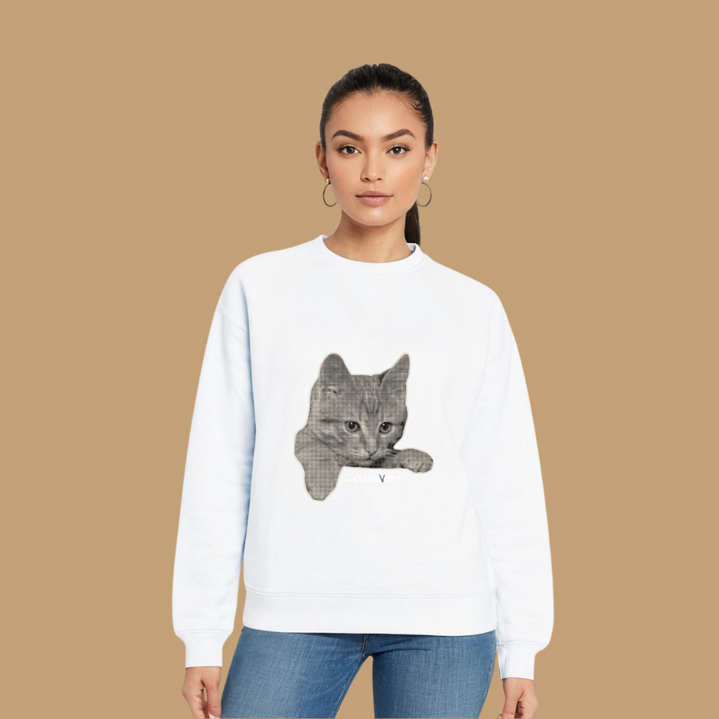 Clothivee Realistic Cat Sketch Women Sweatshirt