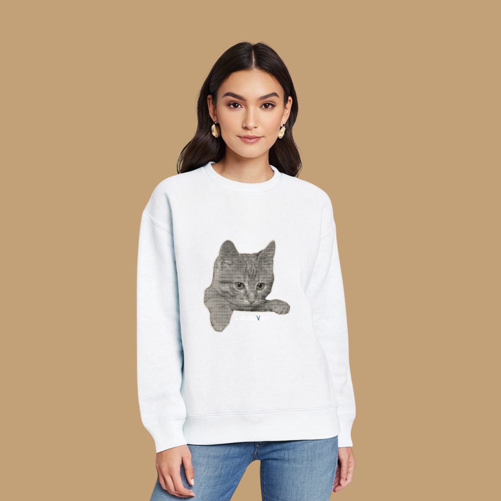 Clothivee Realistic Cat Sketch Women Sweatshirt