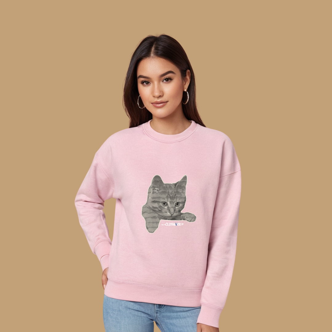 Clothivee Realistic Cat Sketch Women Sweatshirt
