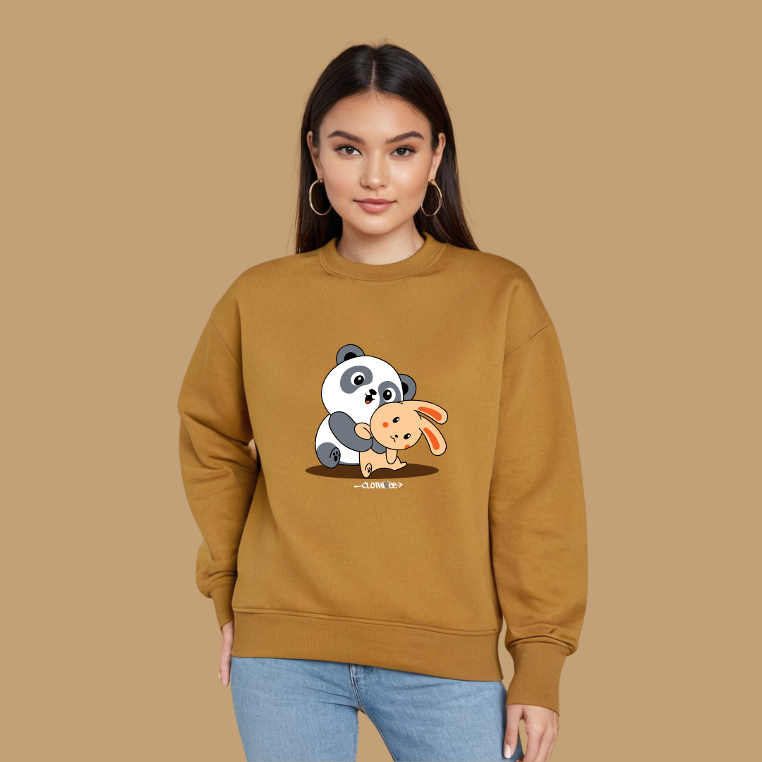 Clothivee Panda & Bunny Hugs Women Sweatshirt