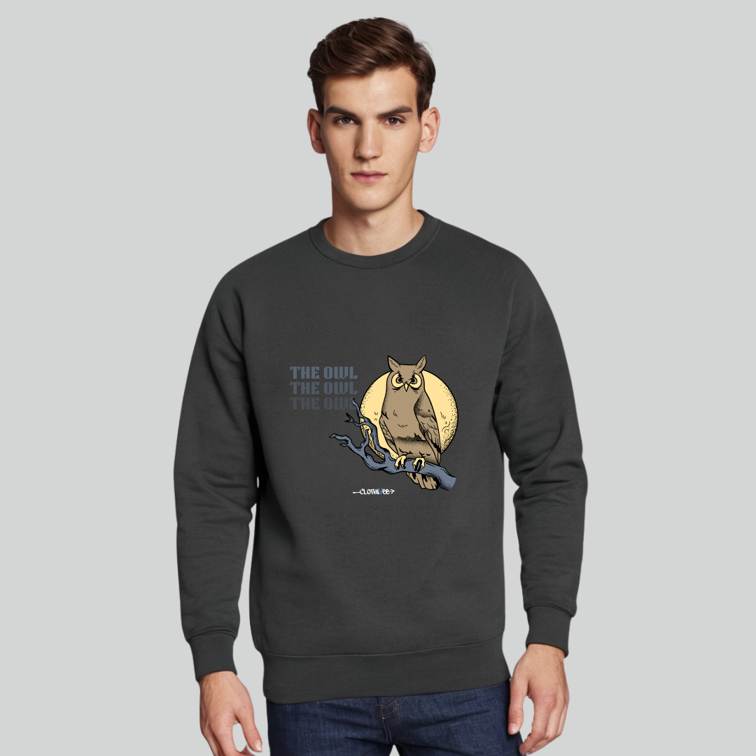 Clothivee Owl Moon Crew Neck Sweatshirt