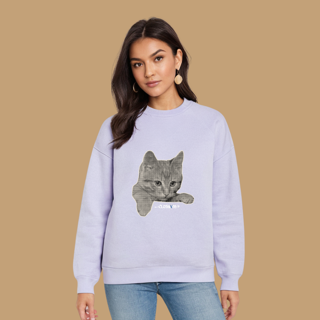 Clothivee Realistic Cat Sketch Women Sweatshirt