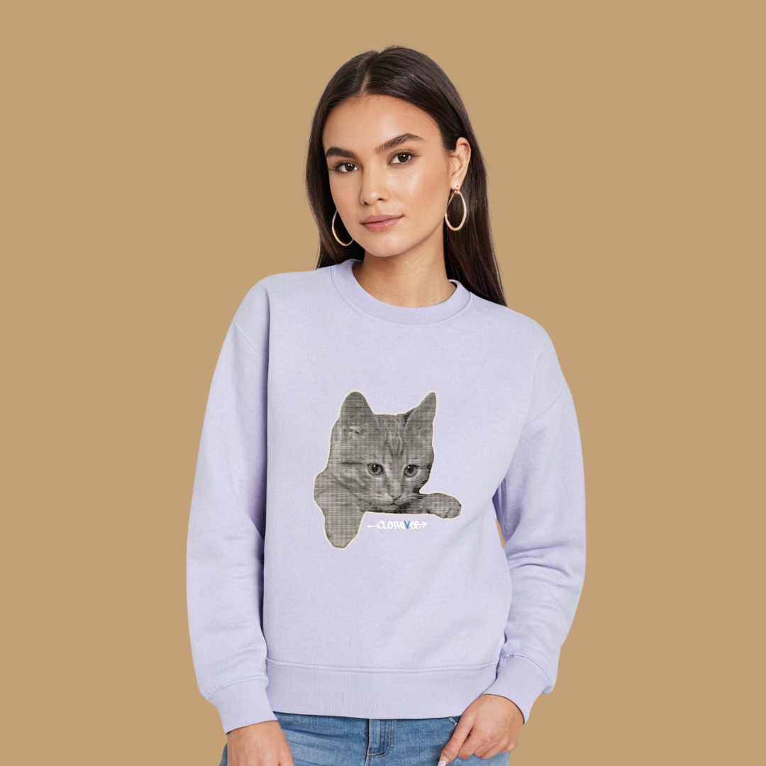 Clothivee Realistic Cat Sketch Women Sweatshirt