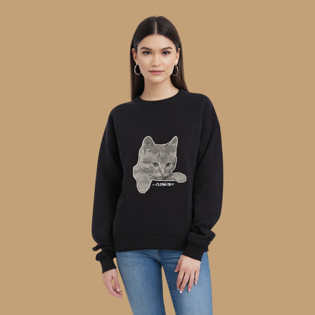 Clothivee Realistic Cat Sketch Women Sweatshirt