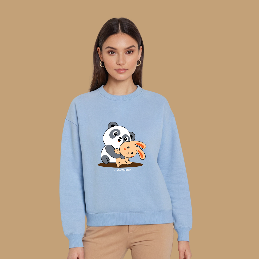 Clothivee Panda & Bunny Hugs Women Sweatshirt