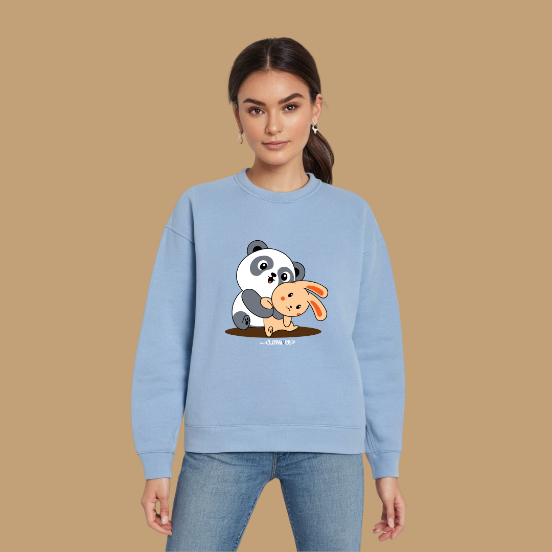 Clothivee Panda & Bunny Hugs Women Sweatshirt
