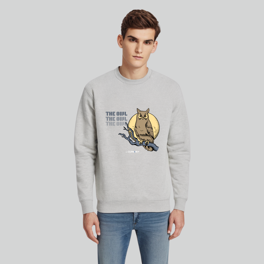 Clothivee Owl Moon Crew Neck Sweatshirt