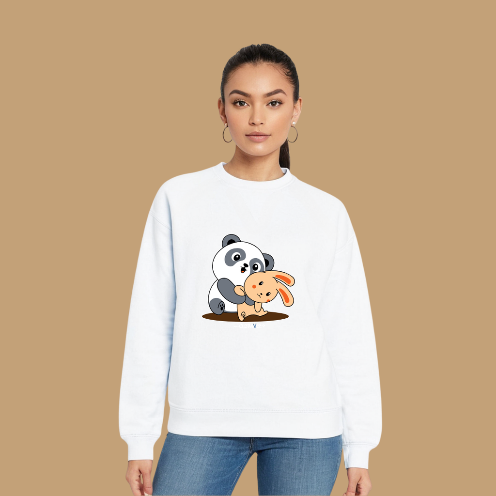 Clothivee Panda & Bunny Hugs Women Sweatshirt