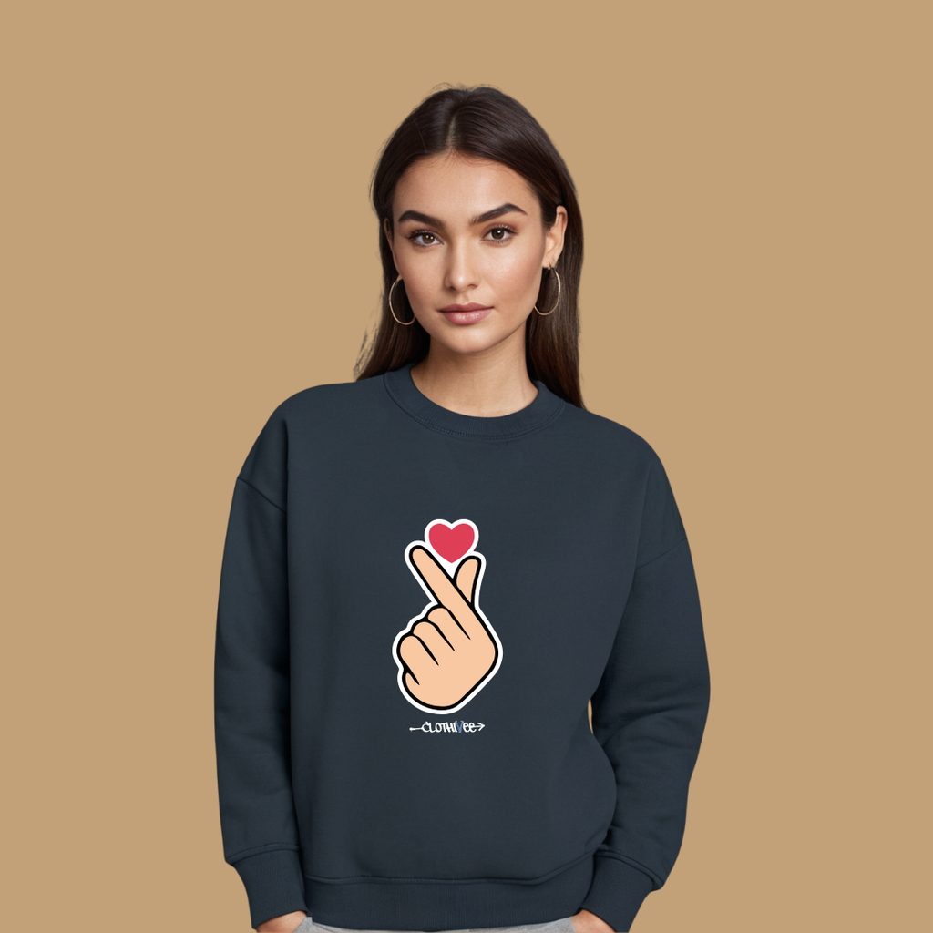 Clothivee Korean Finger Heart Women Sweatshirt