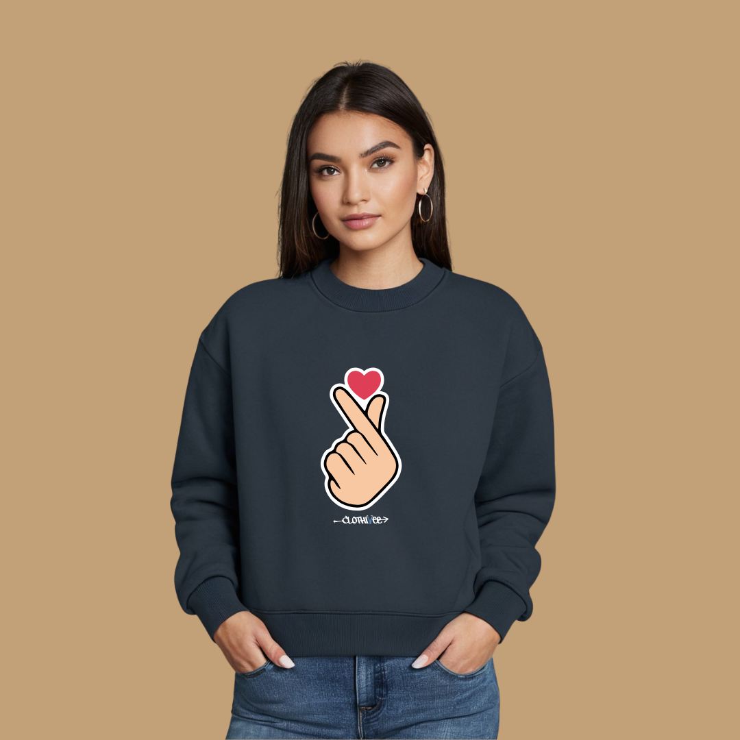 Clothivee Korean Finger Heart Women Sweatshirt