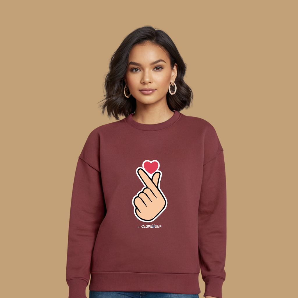 Clothivee Korean Finger Heart Women Sweatshirt