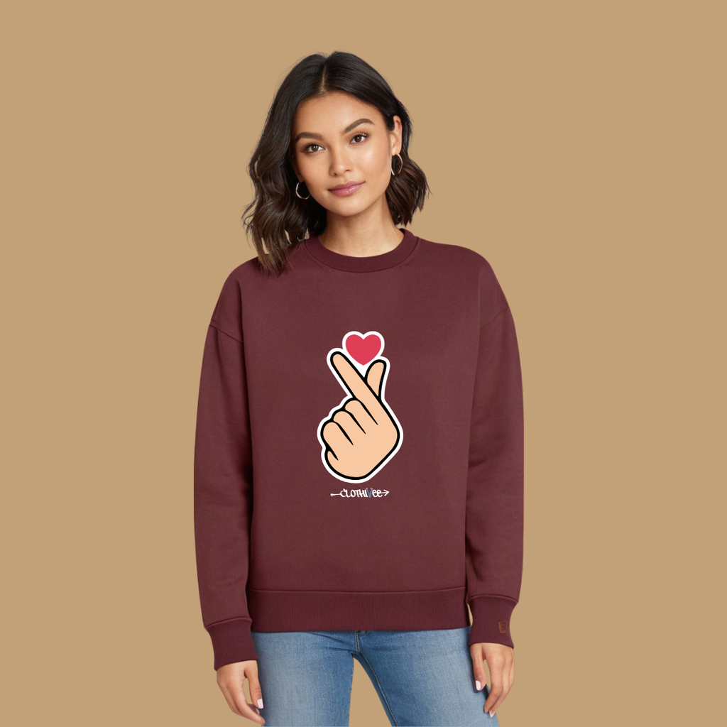 Clothivee Korean Finger Heart Women Sweatshirt
