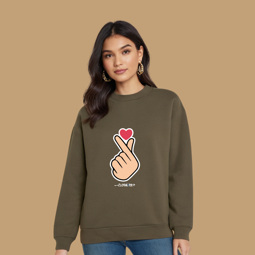 Clothivee Korean Finger Heart Women Sweatshirt