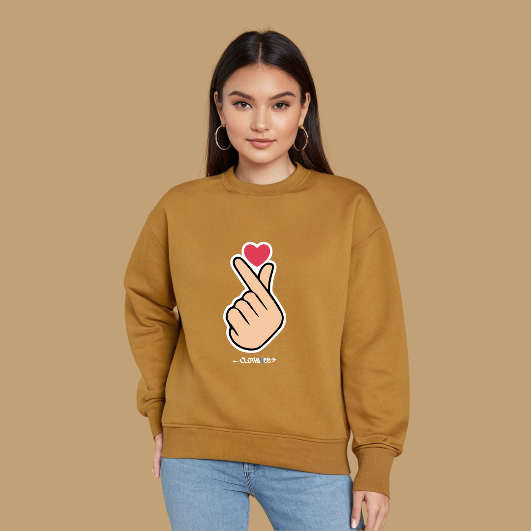 Clothivee Korean Finger Heart Women Sweatshirt