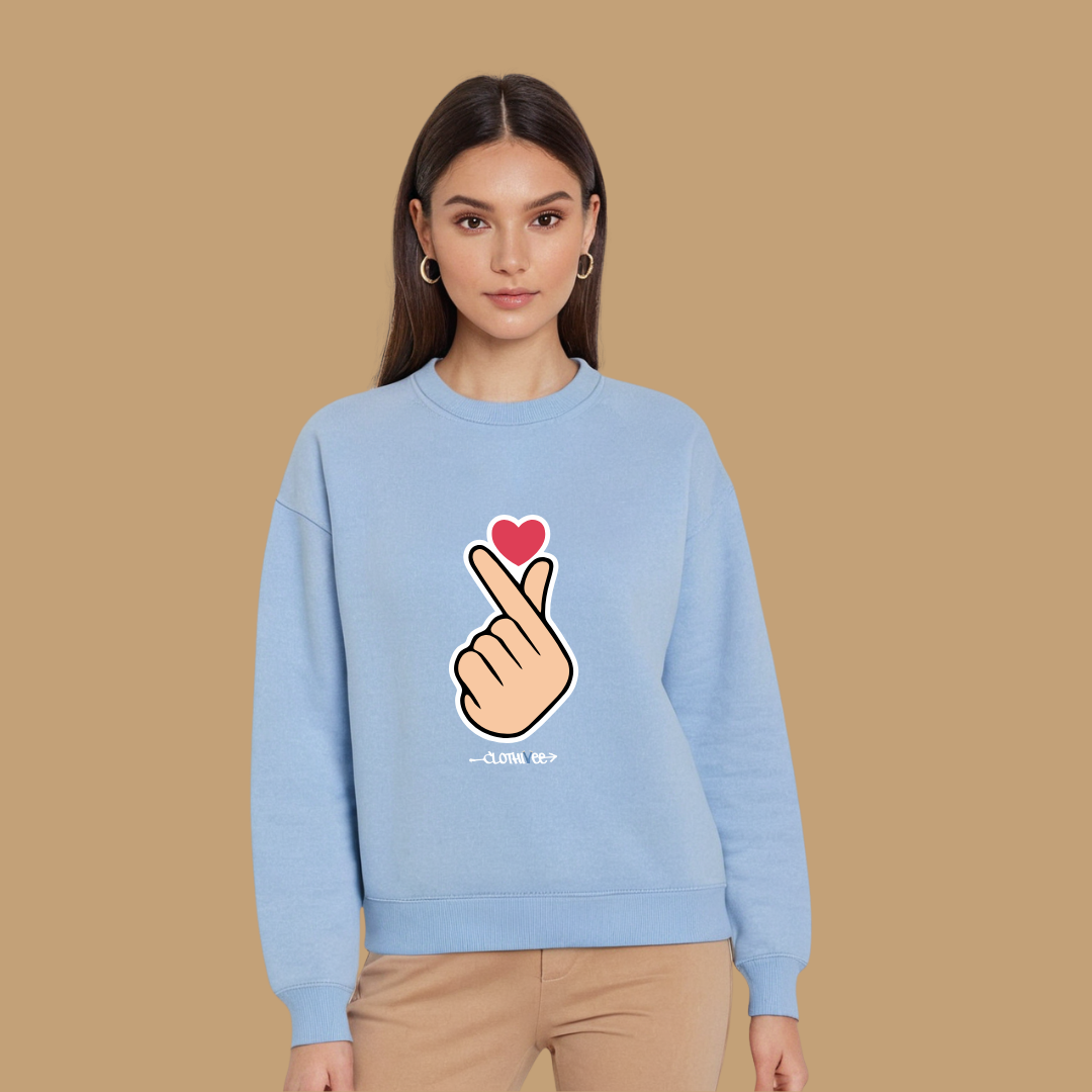 Clothivee Korean Finger Heart Women Sweatshirt