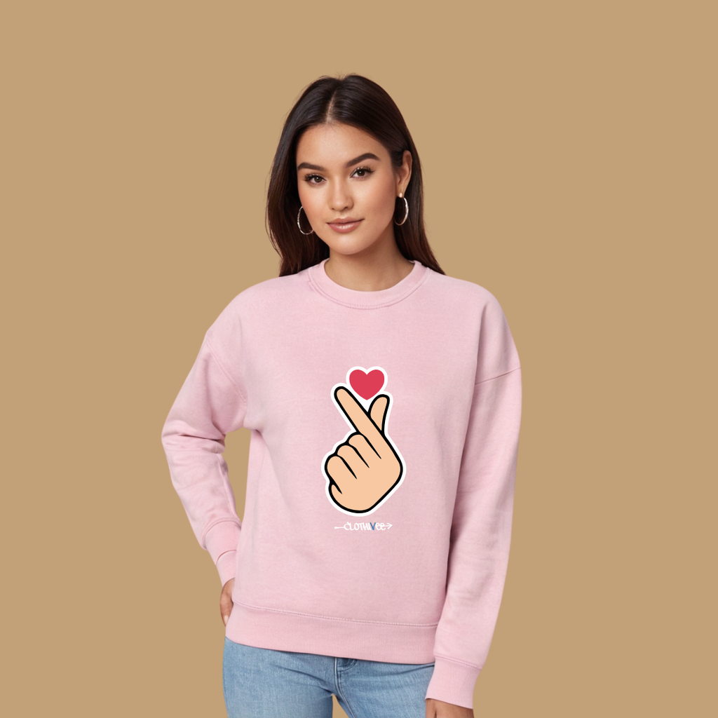 Clothivee Korean Finger Heart Women Sweatshirt