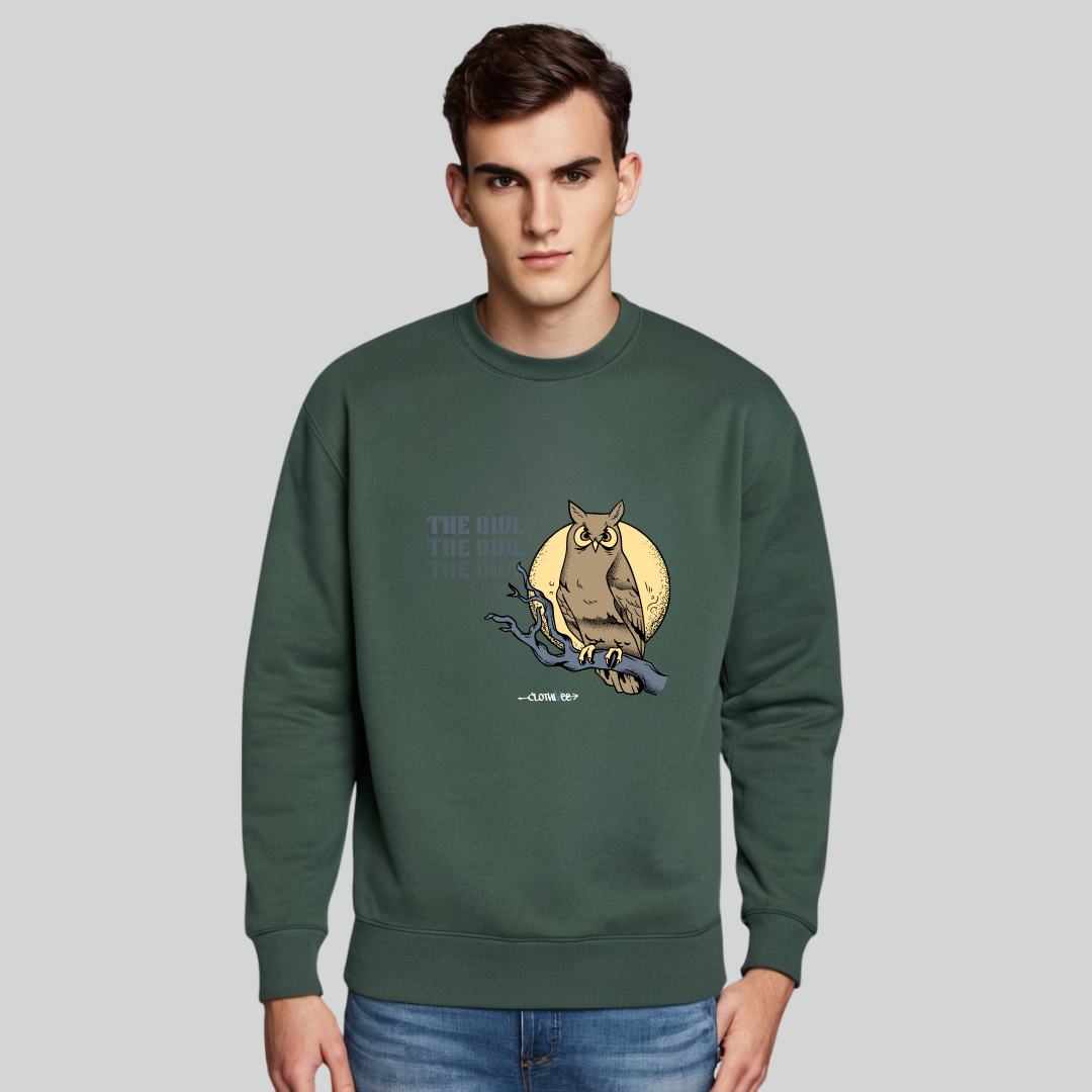 Clothivee Owl Moon Crew Neck Sweatshirt