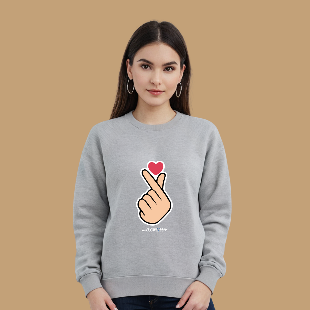 Clothivee Korean Finger Heart Women Sweatshirt