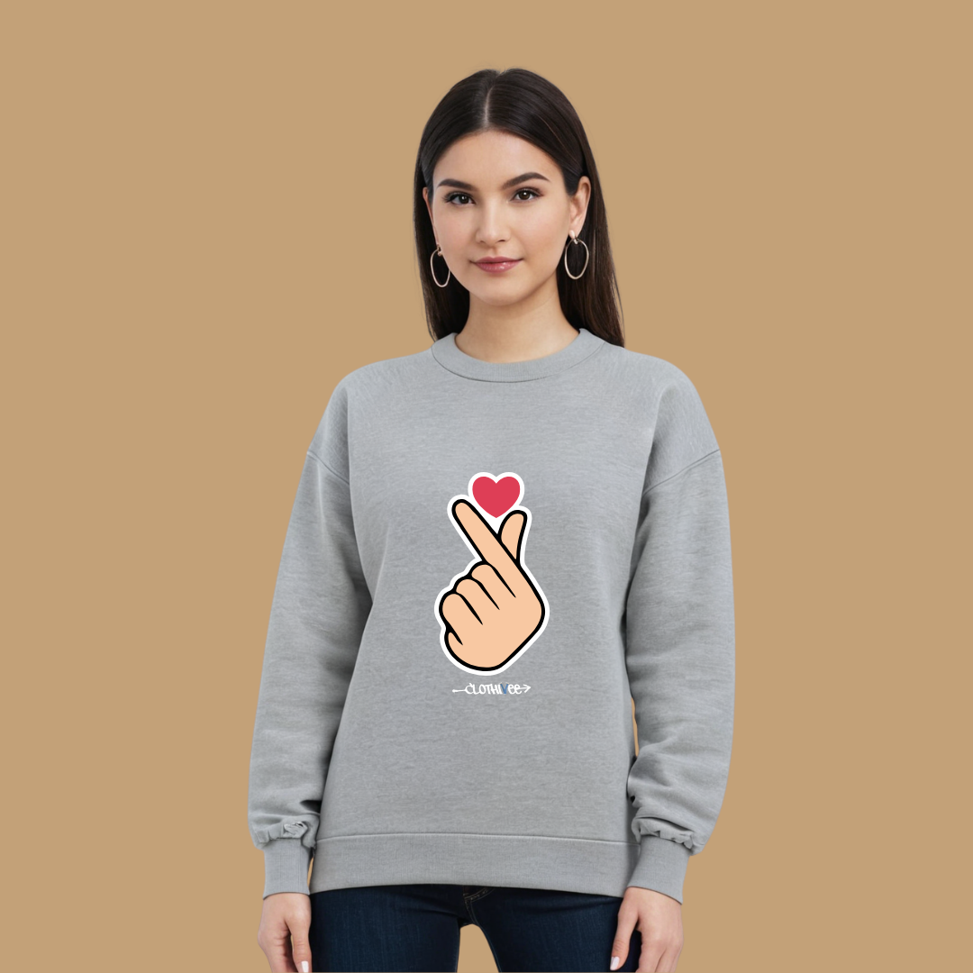 Clothivee Korean Finger Heart Women Sweatshirt