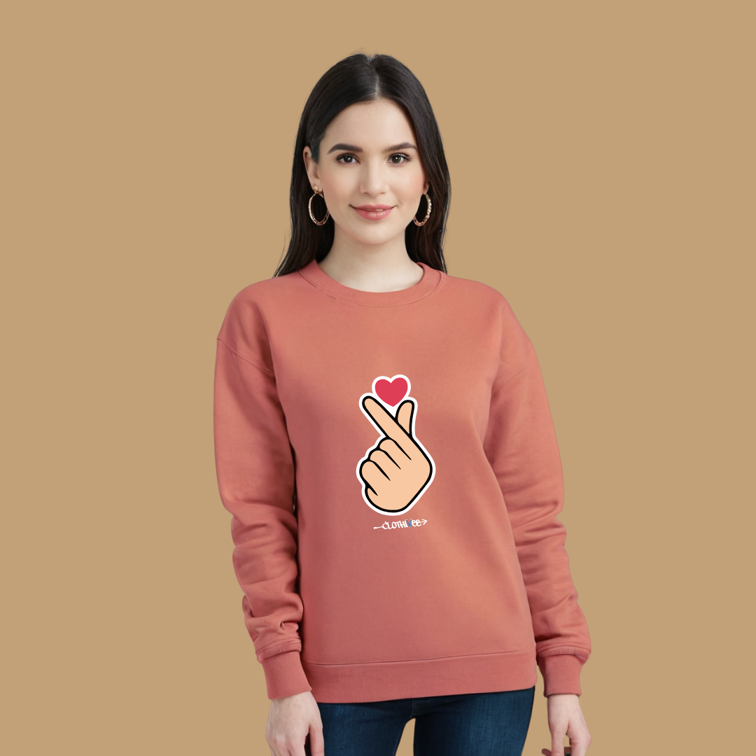 Clothivee Korean Finger Heart Women Sweatshirt