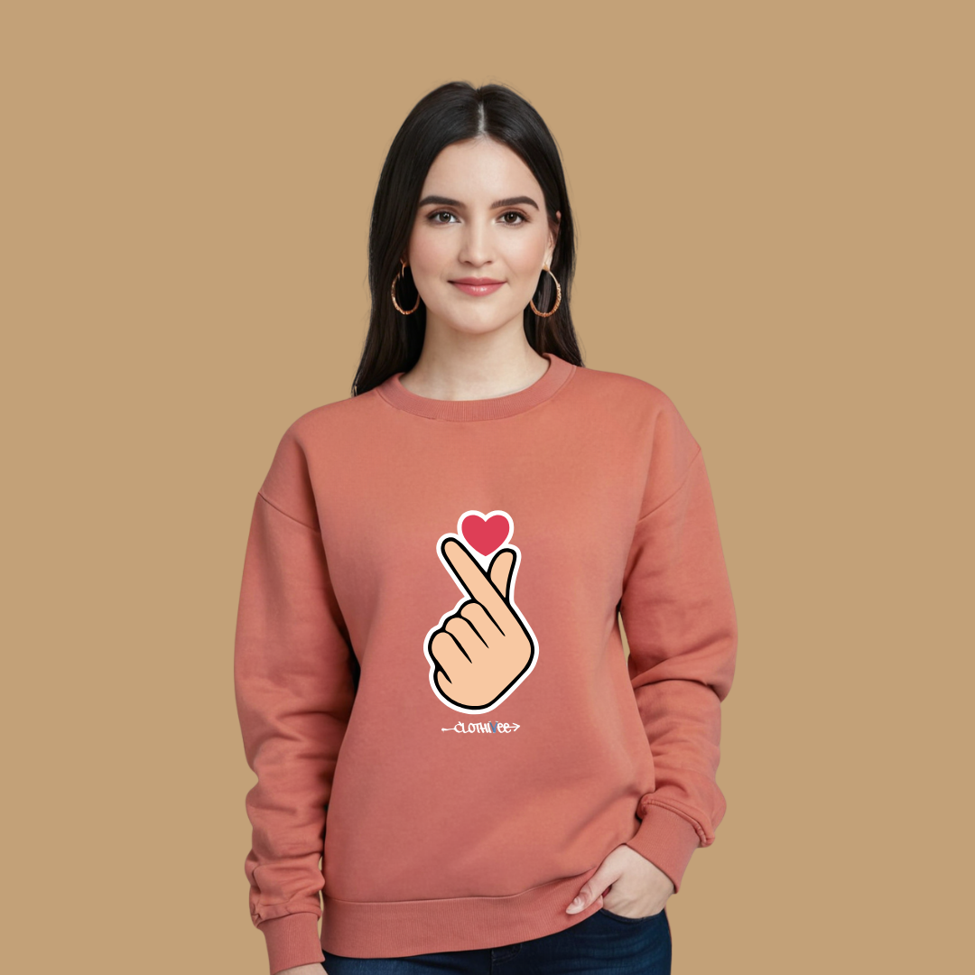 Clothivee Korean Finger Heart Women Sweatshirt