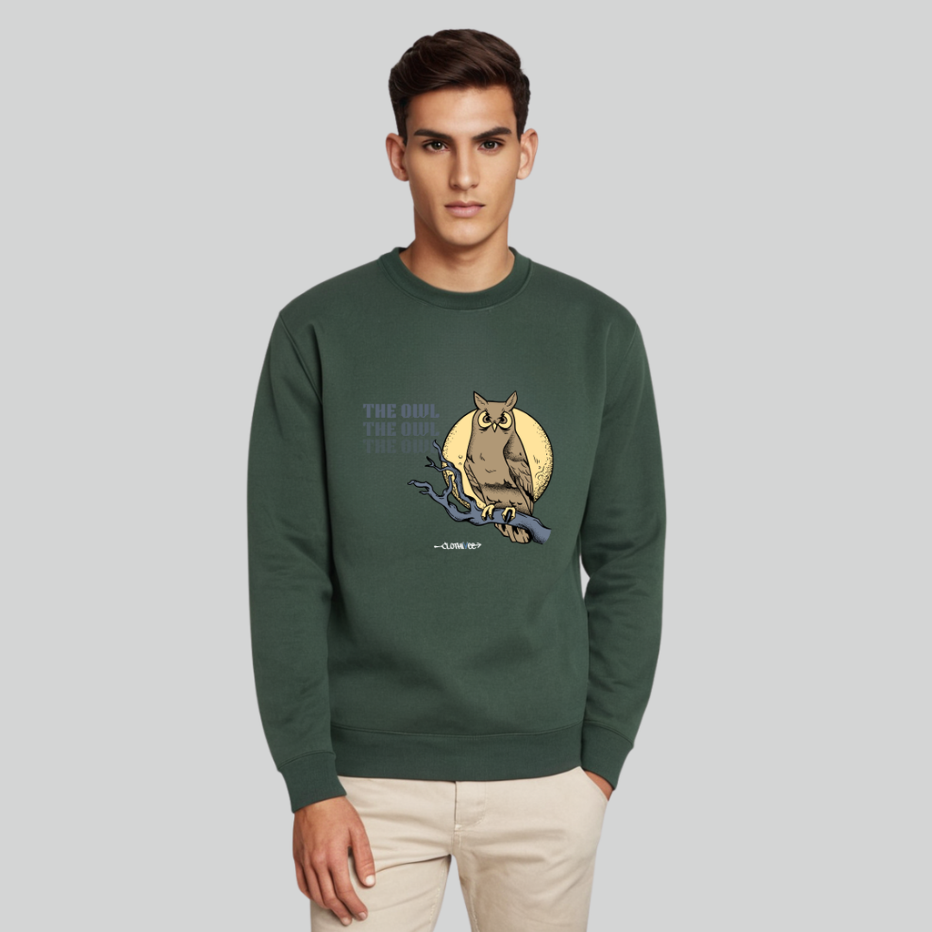 Clothivee Owl Moon Crew Neck Sweatshirt