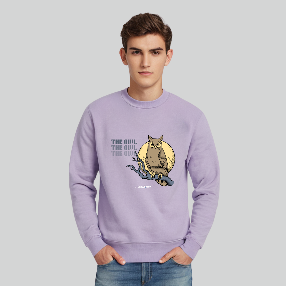 Clothivee Owl Moon Crew Neck Sweatshirt