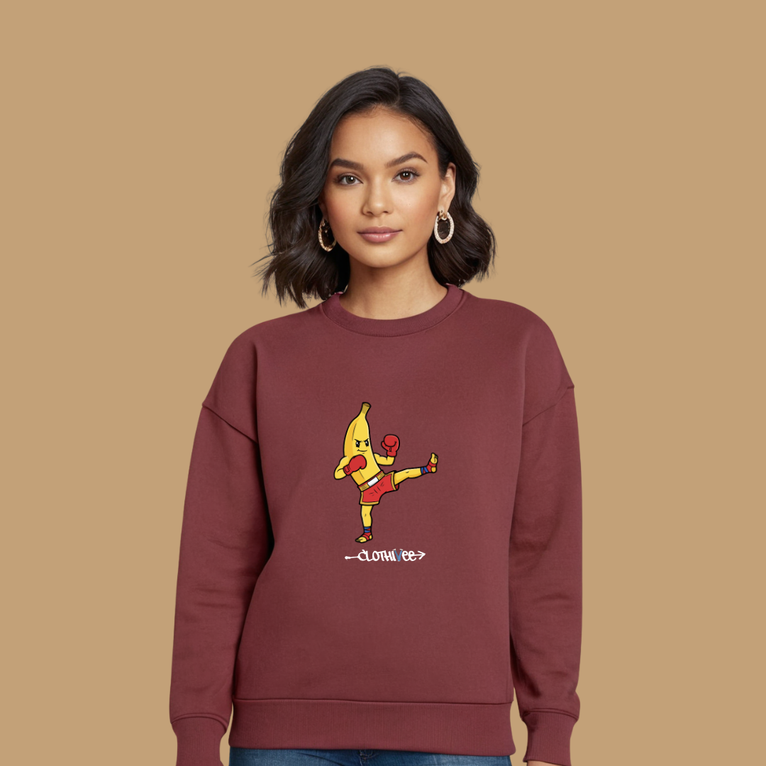 Clothivee Kickboxing Banana Women Sweatshirt
