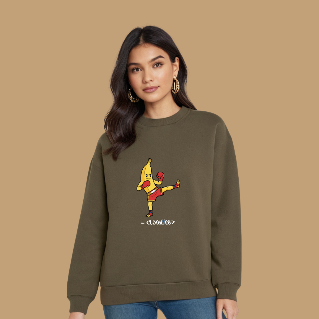 Clothivee Kickboxing Banana Women Sweatshirt