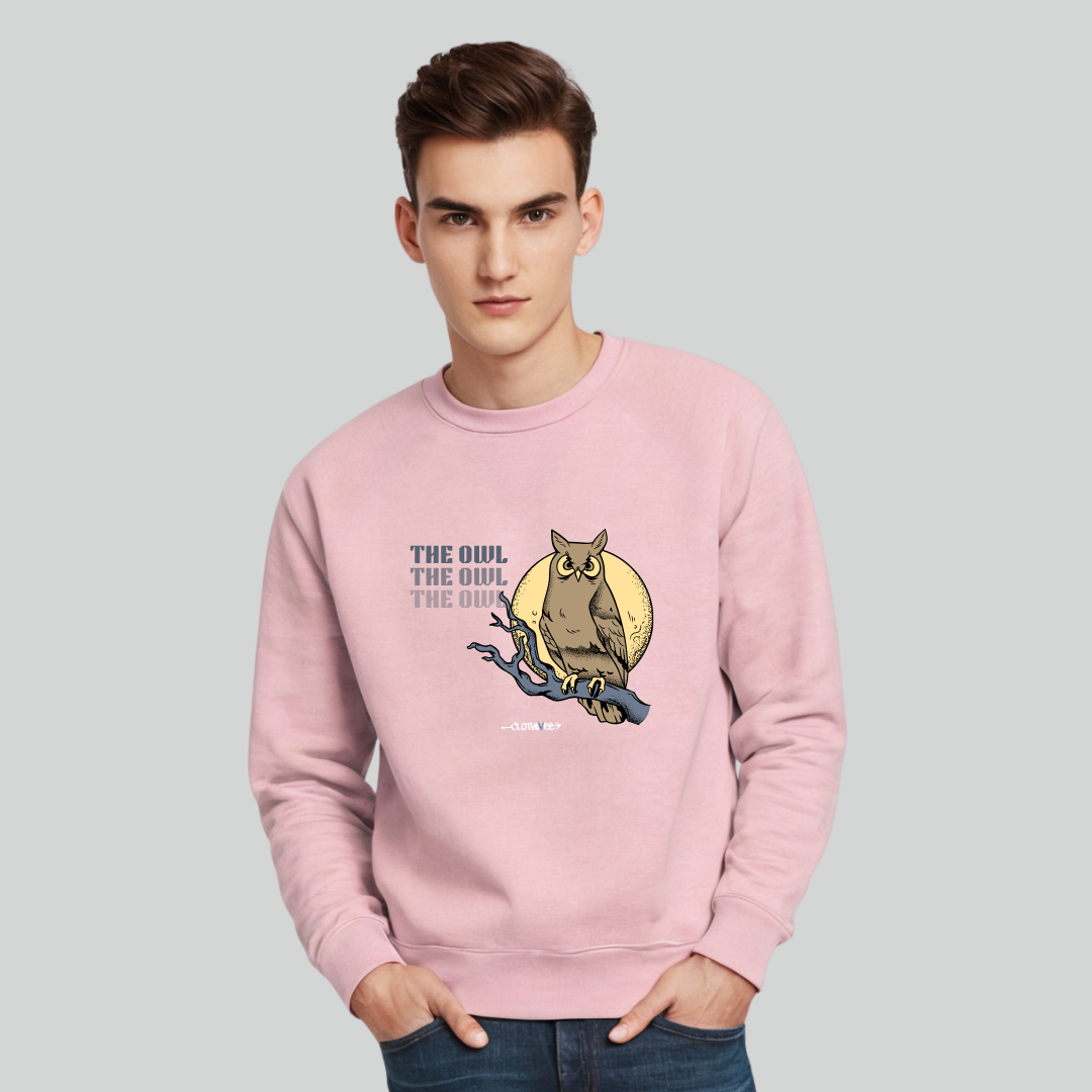 Clothivee Owl Moon Crew Neck Sweatshirt