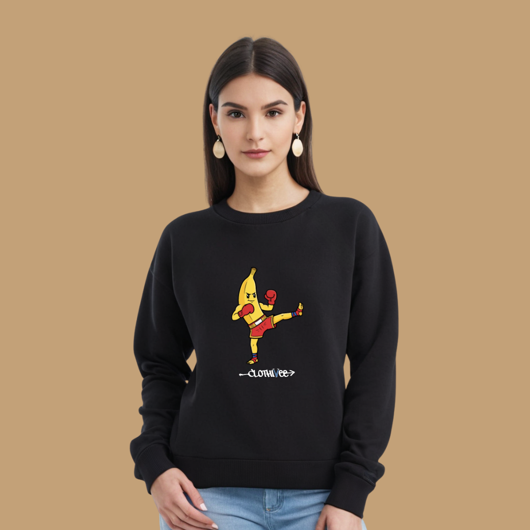 Clothivee Kickboxing Banana Women Sweatshirt