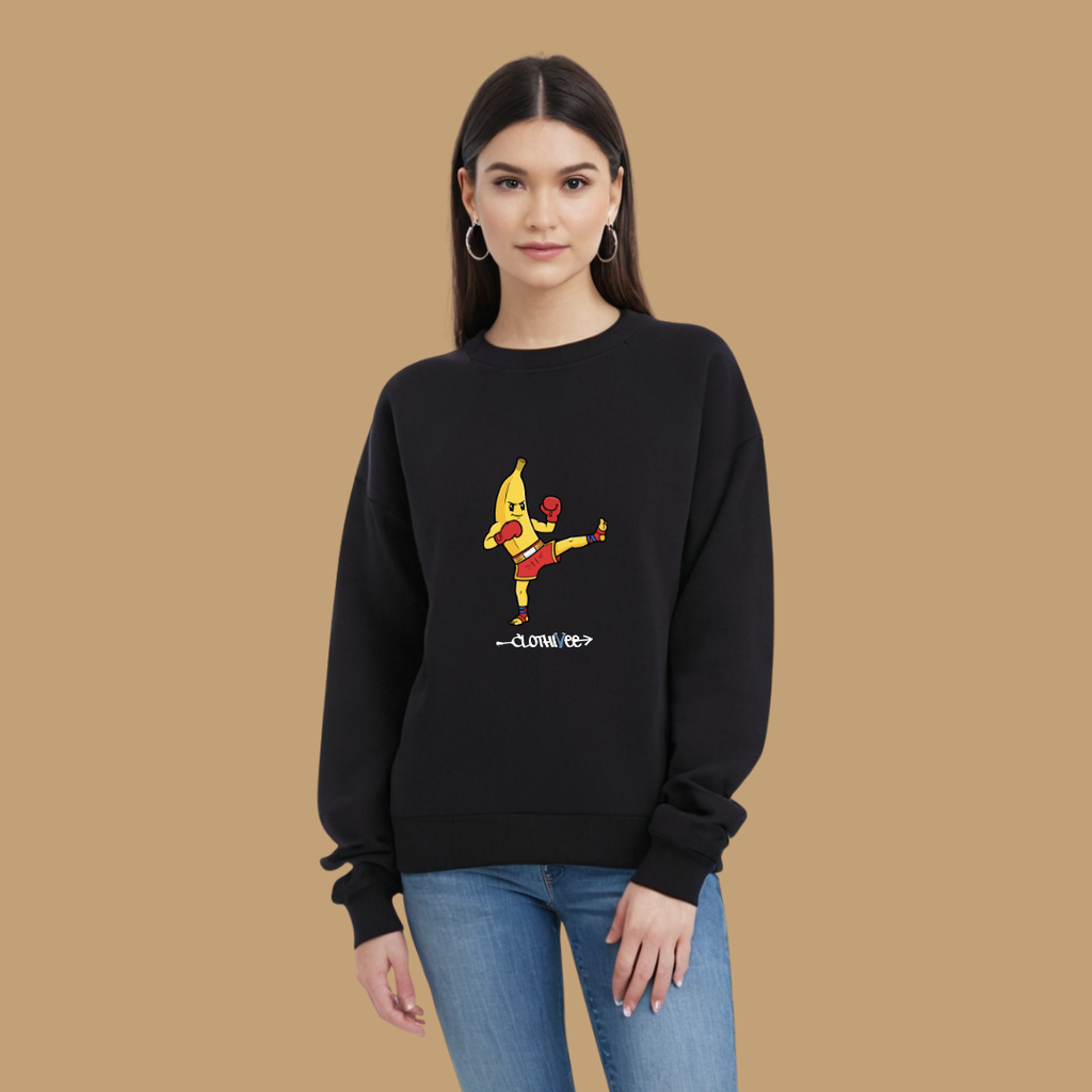 Clothivee Kickboxing Banana Women Sweatshirt