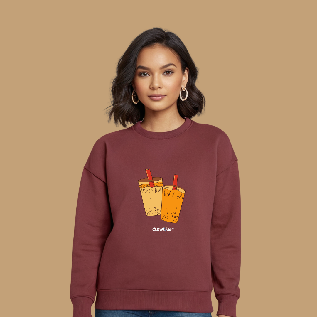 Clothivee Boba Duo Women Sweatshirt