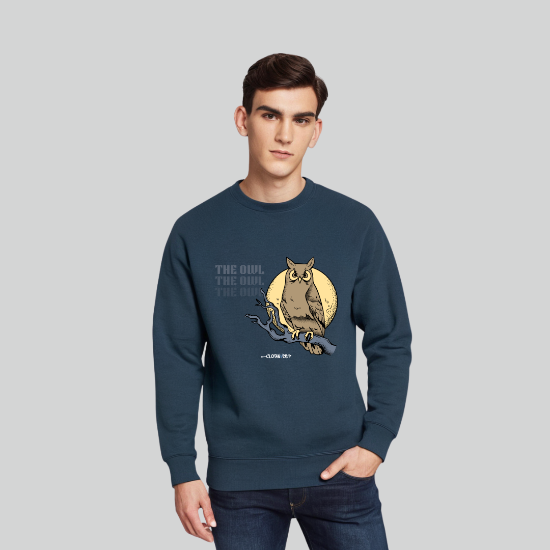 Clothivee Owl Moon Crew Neck Sweatshirt