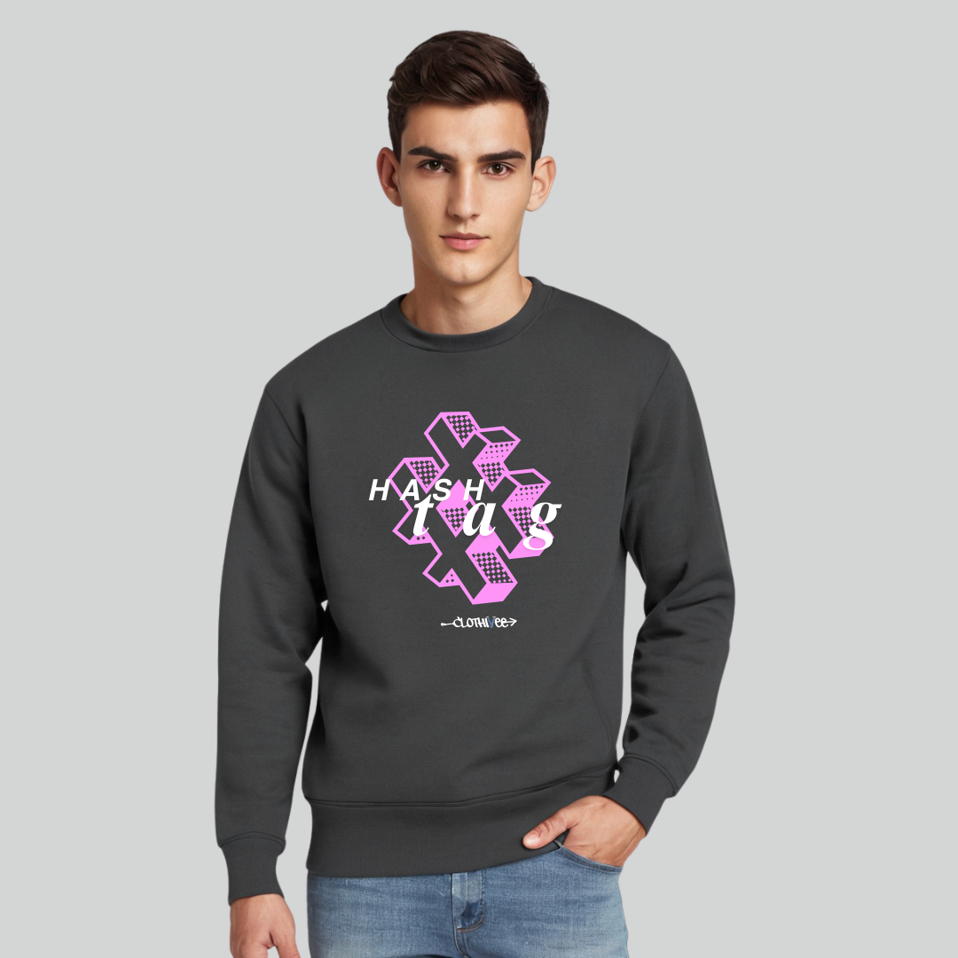 Clothivee Hashtag Vibe Crew Neck Sweatshirt