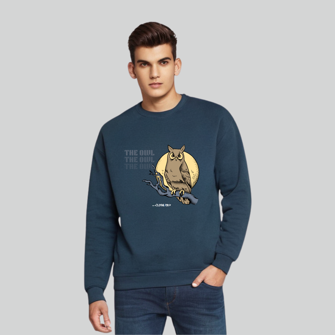 Clothivee Owl Moon Crew Neck Sweatshirt