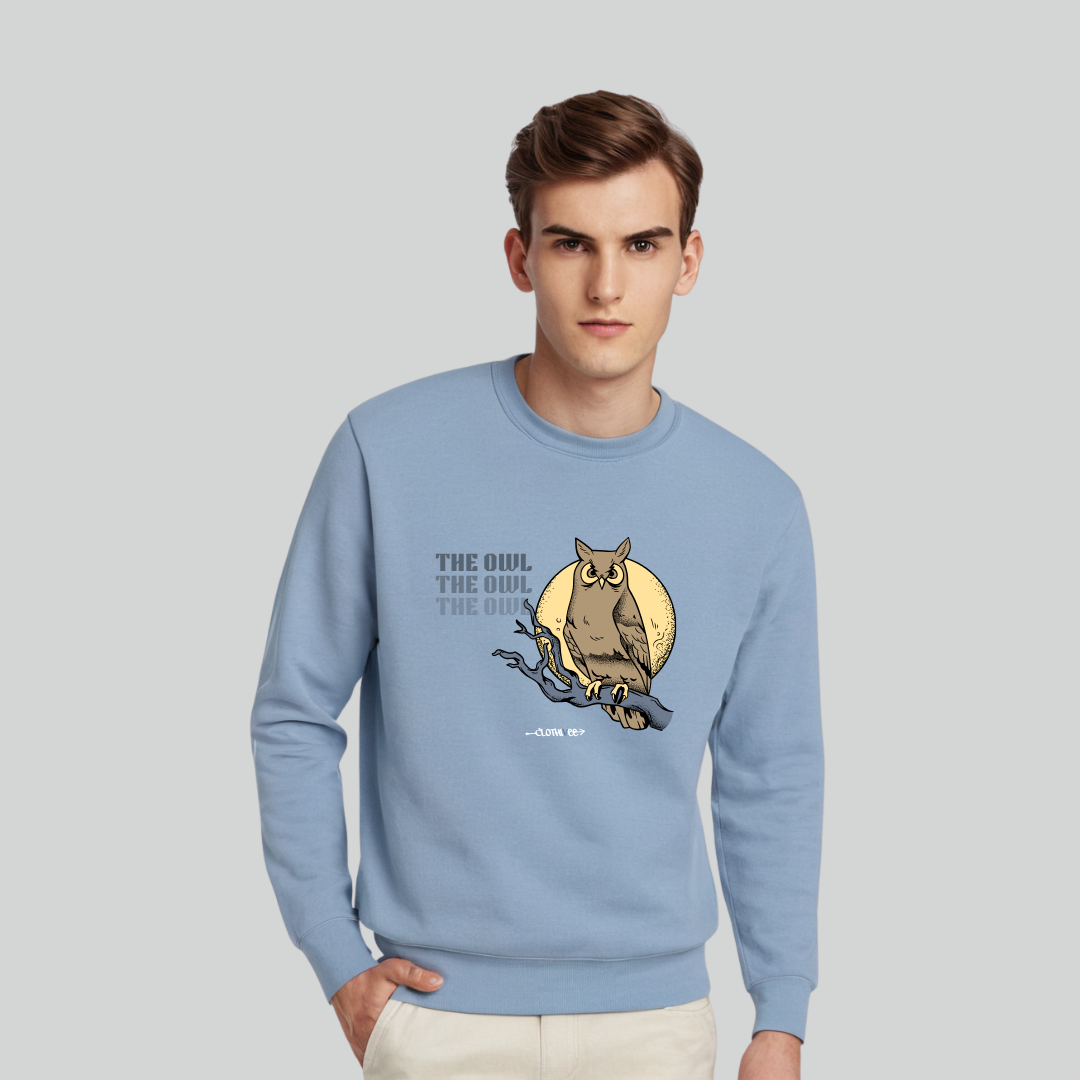Clothivee Owl Moon Crew Neck Sweatshirt