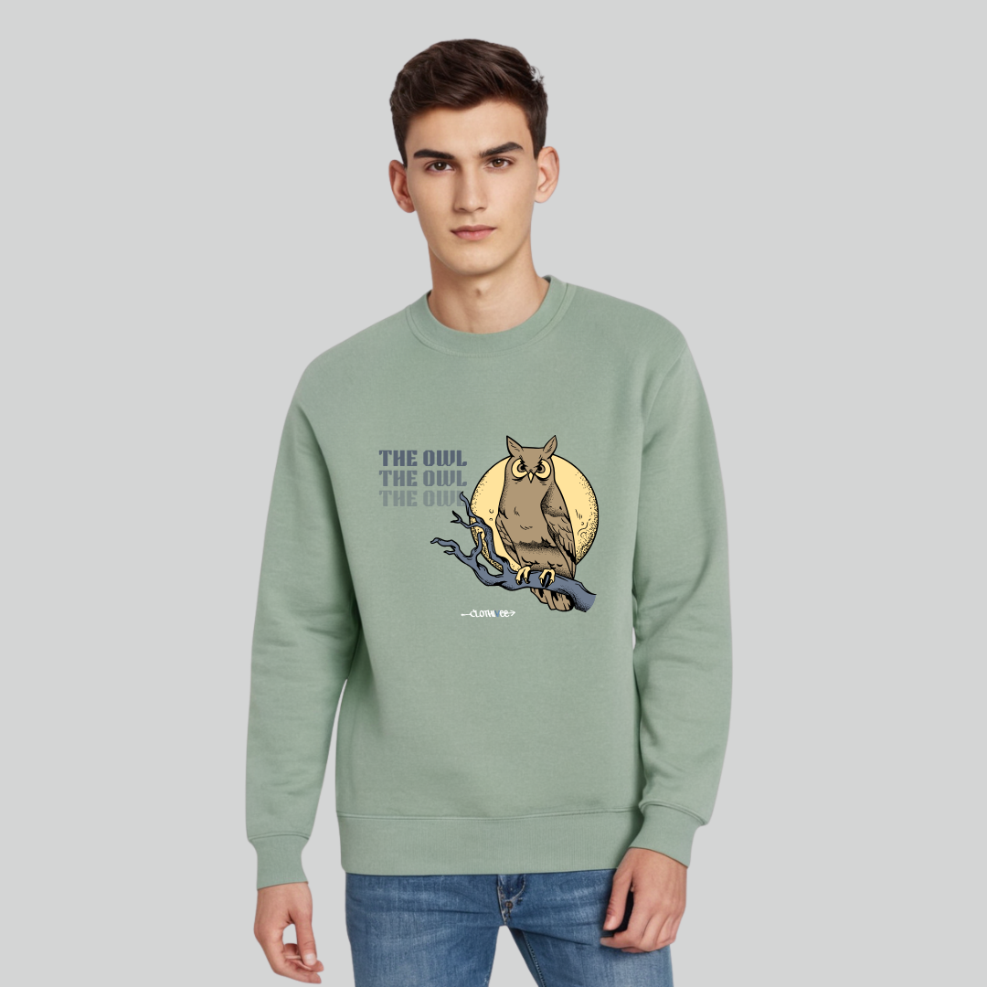 Clothivee Owl Moon Crew Neck Sweatshirt