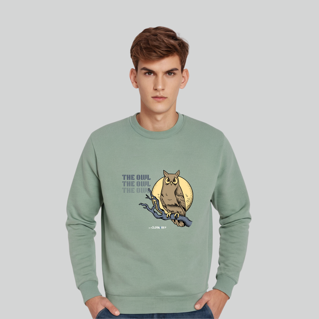 Clothivee Owl Moon Crew Neck Sweatshirt