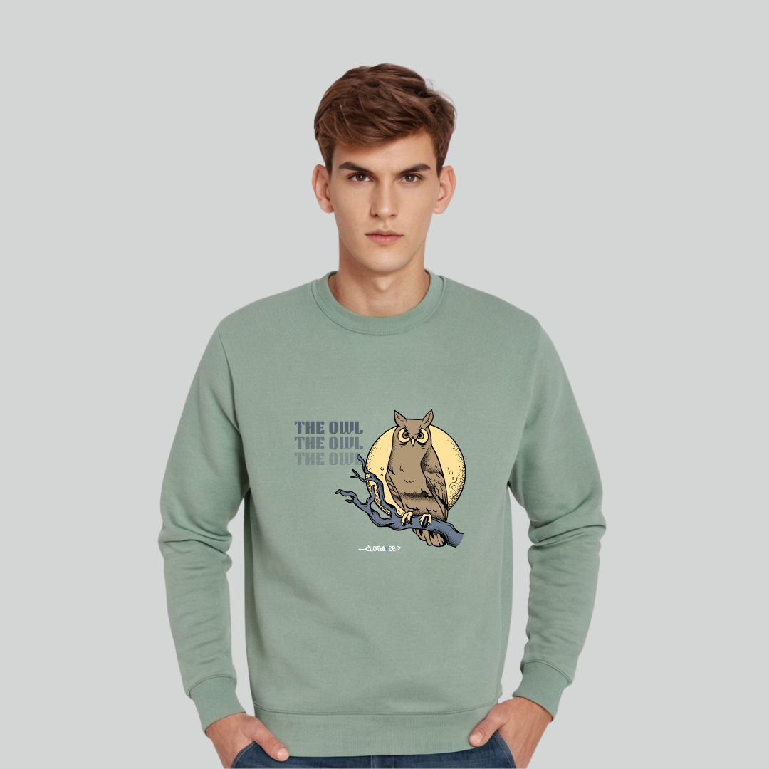 Clothivee Owl Moon Crew Neck Sweatshirt