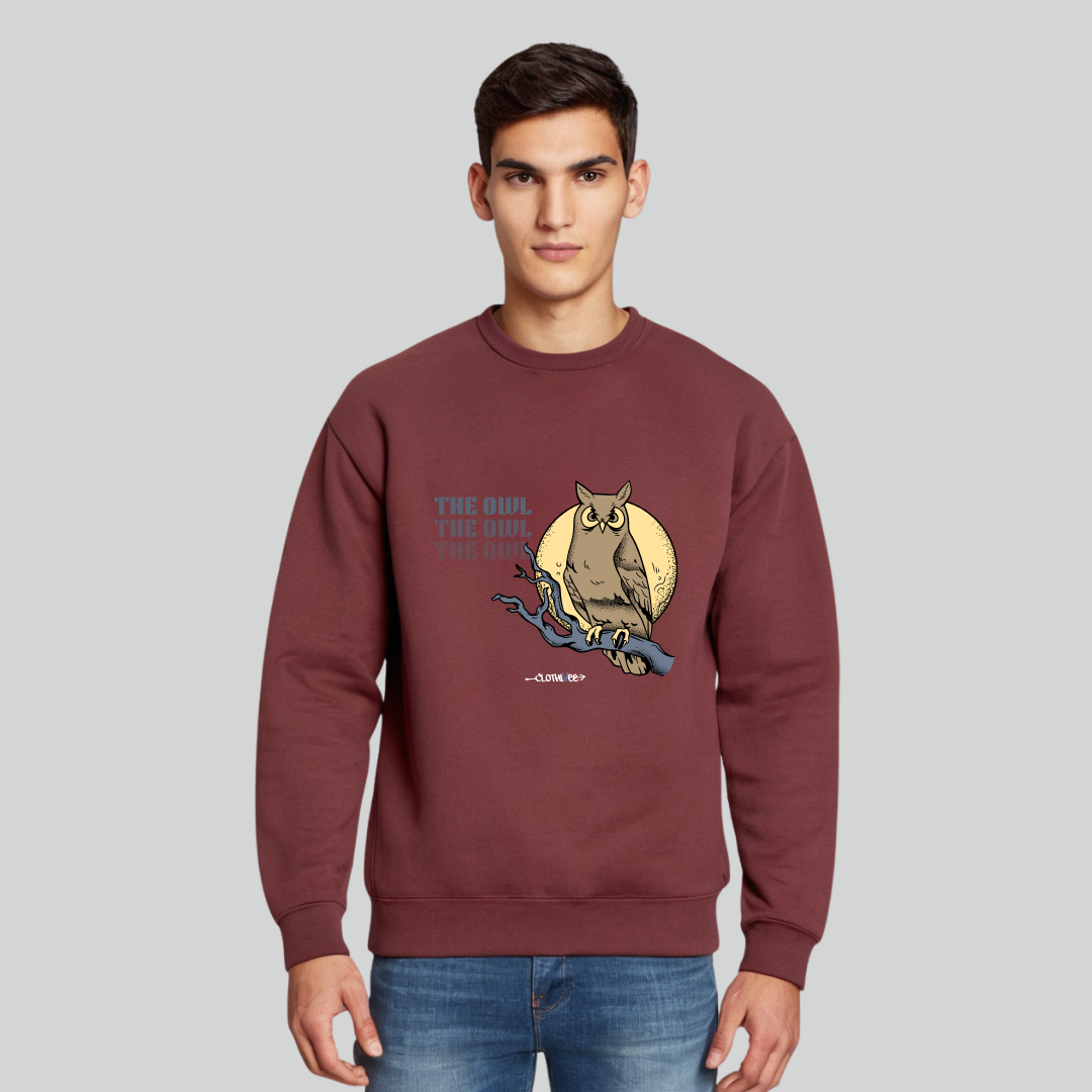 Clothivee Owl Moon Crew Neck Sweatshirt