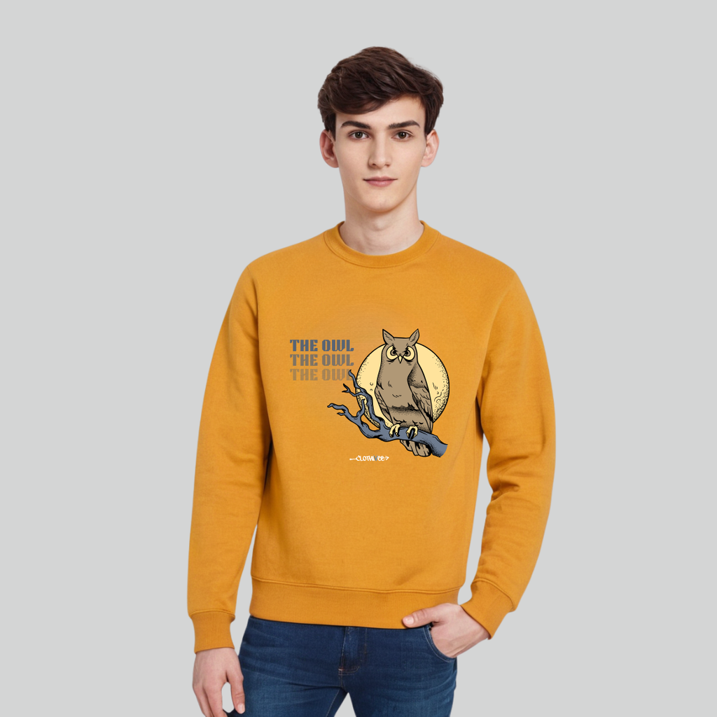 Clothivee Owl Moon Crew Neck Sweatshirt