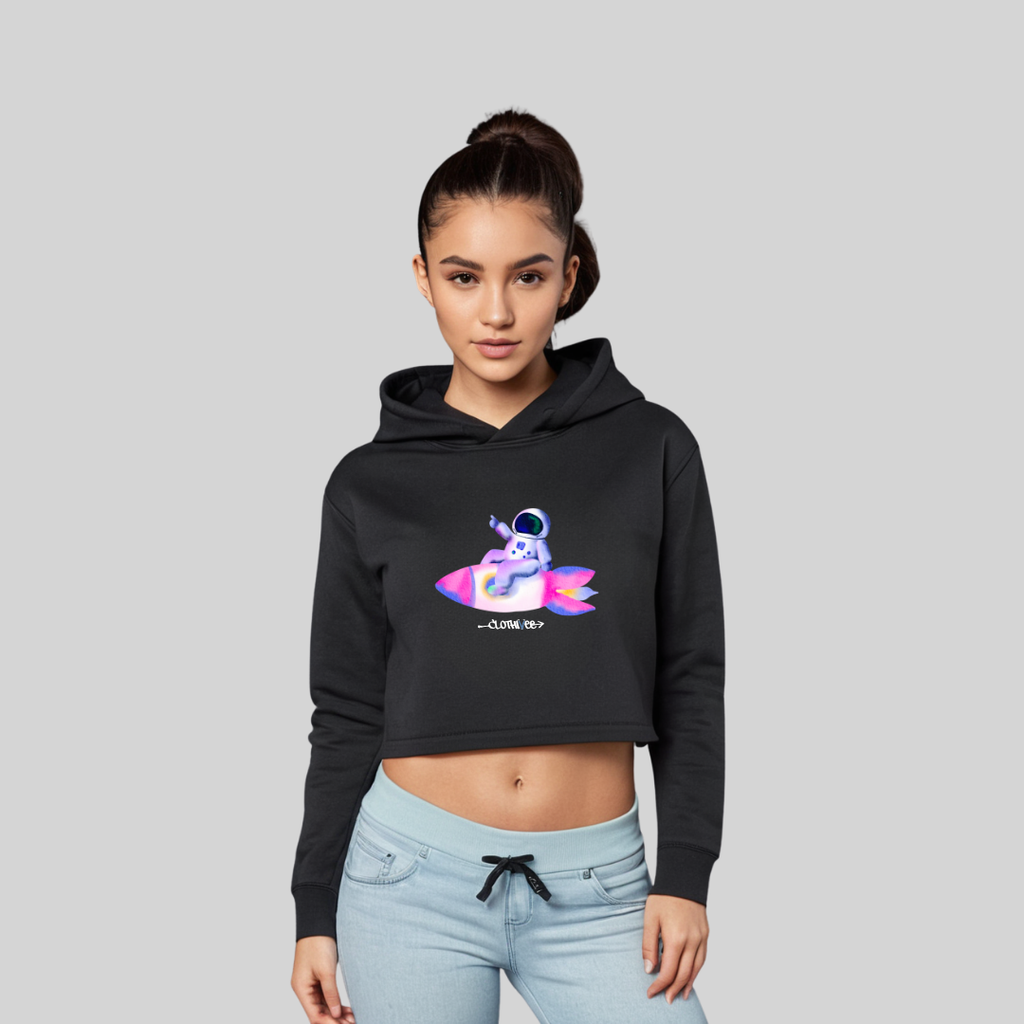 Astronaut Bunny Rocket Crop Hoodie
