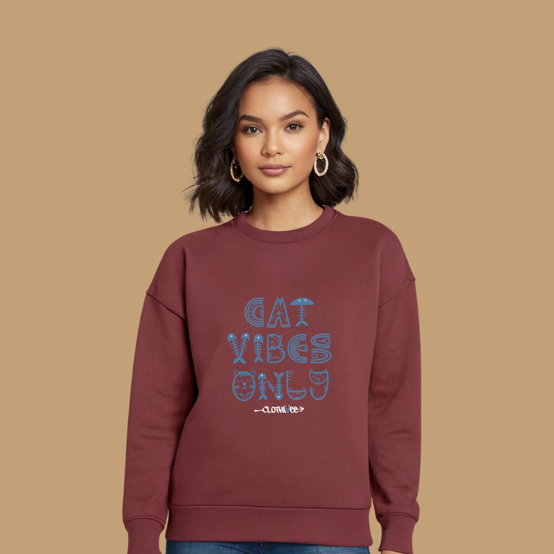 Clothivee Cat Vibes Only Women Sweatshirt