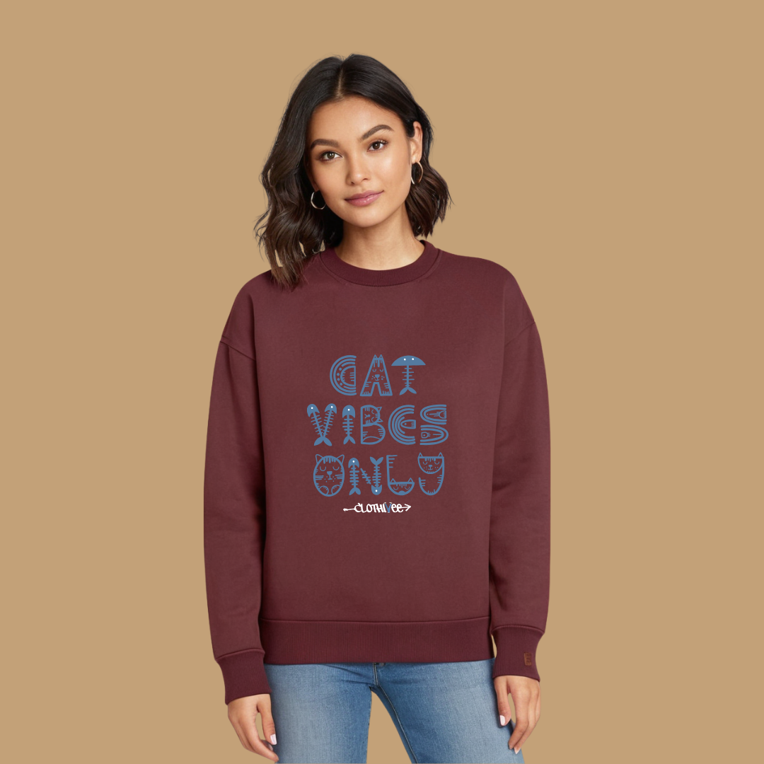 Clothivee Cat Vibes Only Women Sweatshirt