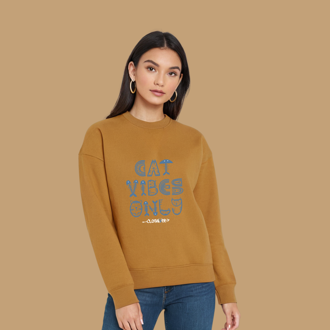 Clothivee Cat Vibes Only Women Sweatshirt